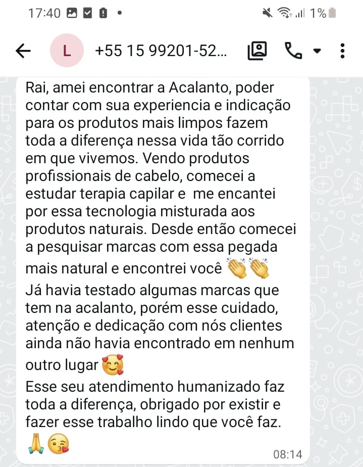 Depoimento original de Cliente +55 15